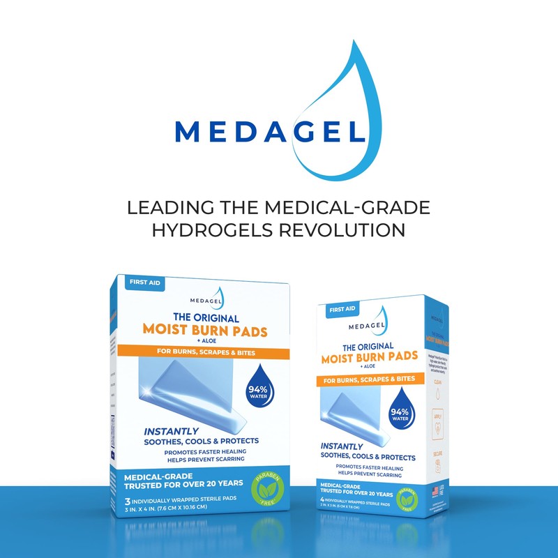 Medagel The Original Moist Burn Pad - Hydrogel Healing Pads,