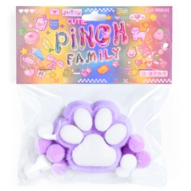 Fufu Squishy Cat Paw Toys, Kawaii Cute Fidget Toys Pinch Family Squishy Squishies OPP Packaging Gift for Students Kids Toddlers, Stress Relieving Toys Sticky Squishy Paw Sensory Toys, Purple