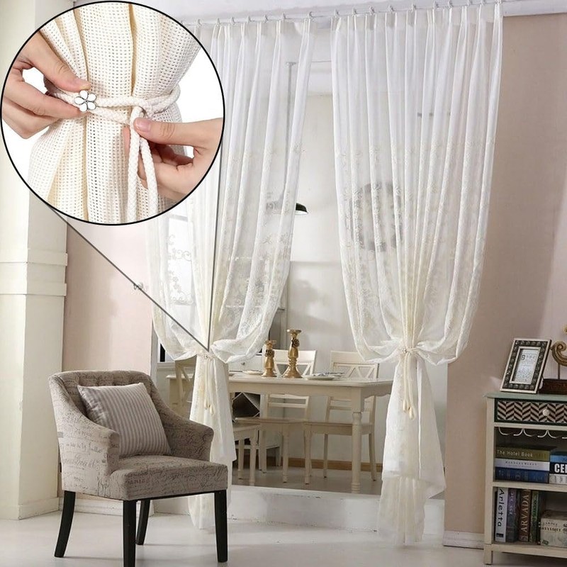 Vmoomax Rope Tassel Curtain Tiebacks, 4 Pack Boho Home Decor