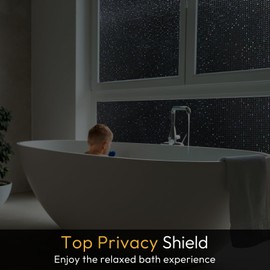 rabbitgoo Window Privacy Film Blackout Mosaic Static Cling Decorative, Removable Rainbow Window Film, Non-Adhesive Heat Control UV Blocking for Bathroom, 17.5 x 78.7 inches Black