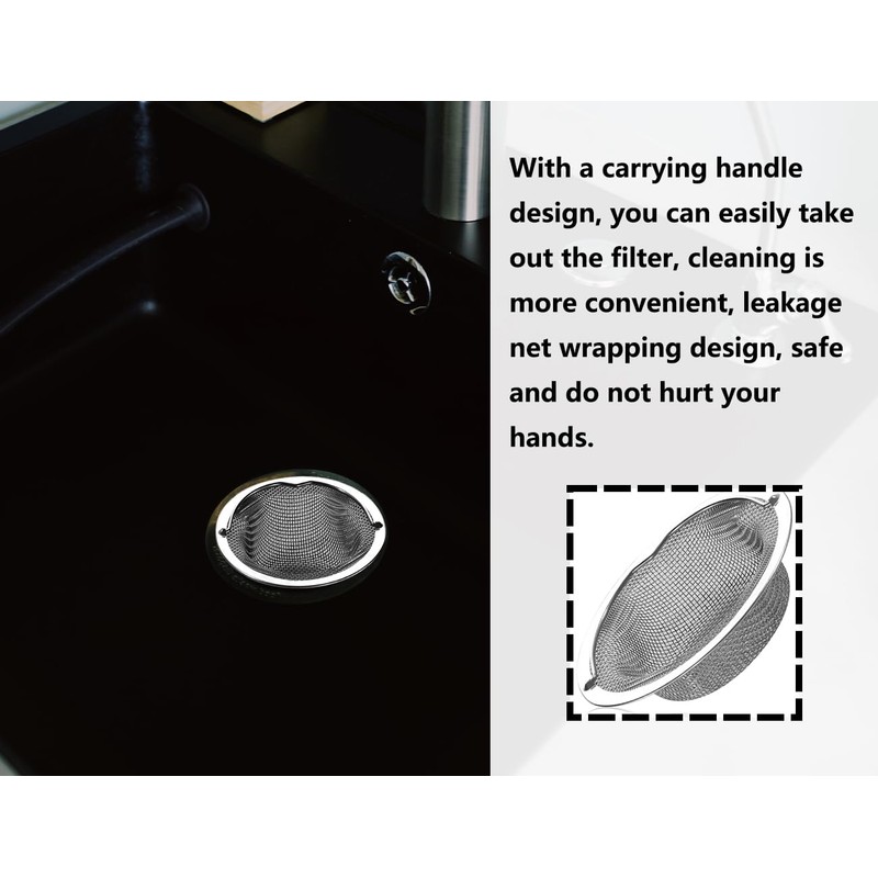 KAPSING Pack of 3 Stainless Steel Drain Strainers, Universal Sink