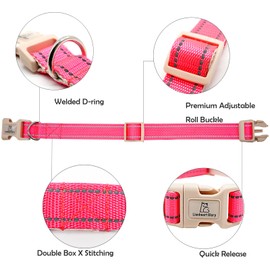 Lionheart glory Dog Collar Reflective Dog Collars Female Male Pet Collar Pink Collar Dog Adjustable Durable Soft Classic Collar for Small Dogs Pet Gift Puppy