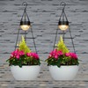 2 Packs Solar Hanging Basket Planters for Plants Outdoor, Self