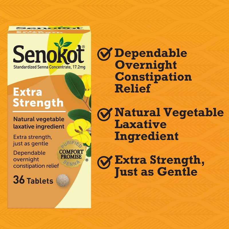 Senokot Extra Strength Natural Vegetable Laxative for Gentle Overnight Relief