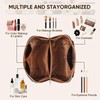 BAYANKALA Leather Travel Makeup Bag, Large Capacity Cosmetic Bag for