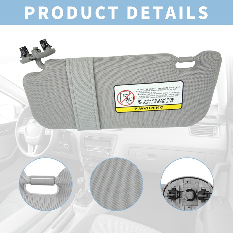 Driver Left Side Sun Visor Compatible with Toyota Corolla 2007-2013,