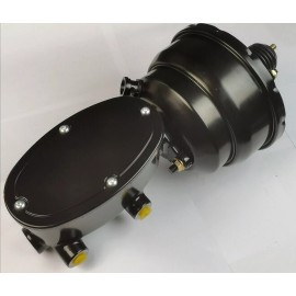 CNCDPT 7" Dual BLACK Universal Power Brake Booster Oval Tandem Master Cylinder 1-1/8"