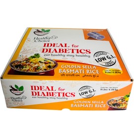 Desi Kitchen Golden Sella Basmati Rice 9Lbs/4.08Kg ~ Easy to Cook ~ Low Glycemic Index ~ Free Measuring Cup Inside ~ Eat Healthy Stay Healthy.