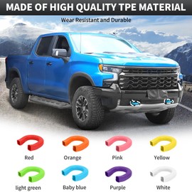 CheroCar Blue Tow Hook Cover Fit for 2007-2025 Chevy Silverado 1500 GMC Sierra Front Bumper Tow Hooks Rubber Protector Trim Tow Trailer Hitch Receiver Cover