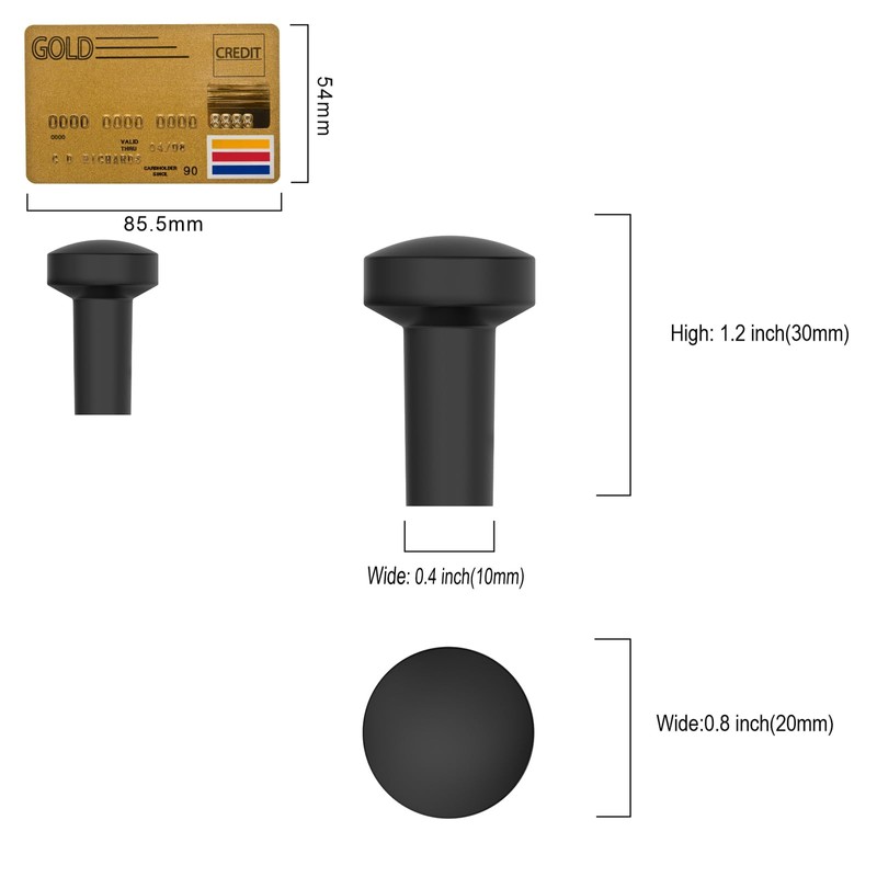 9BUILD EU0025 Pack of 6 Furniture Knobs Black Cabinet Knobs