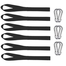 Soft Loop Tie Down Straps with 6 Pcs Carabiner,Hook Tie Down Extenders Battle Rope Anchor Strap Kit with Spring Snap Hook,Multiple Secure for Backpack,Gym,Handlebar, Motorcycle, Bike, Workout,Trailer