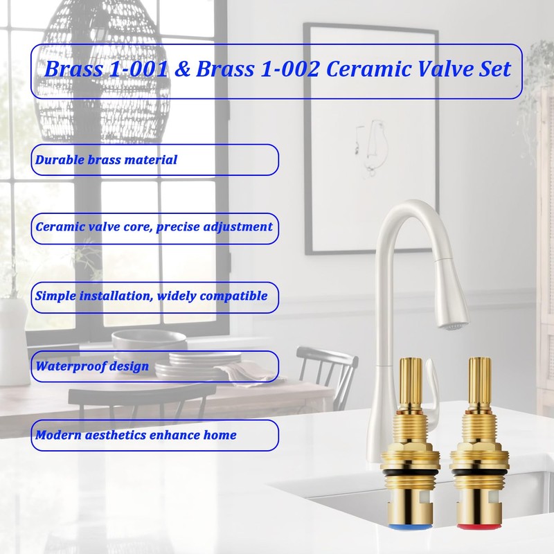 HAUKING Brass 1-001 & 1-002 Ceramic Valve Set, Compatible with