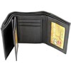New Mens Black Genuine Leather Trifold Wallet ID Window Credit
