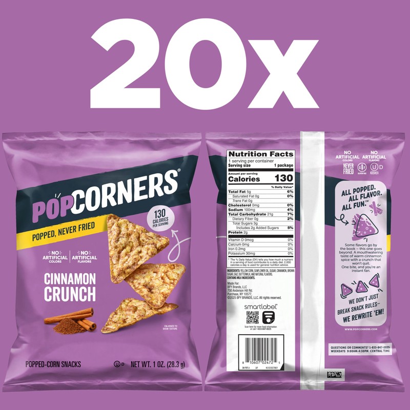 PopCorners Popped Corn Snacks, Cinnamon Crunch, 1 Ounce (Pack of