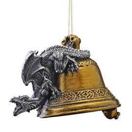 Christmas Tree Ornaments - Humdinger the Bell Ringer Gothic Dragon Holiday Ornament - Dragon Statue - Christmas Decorations