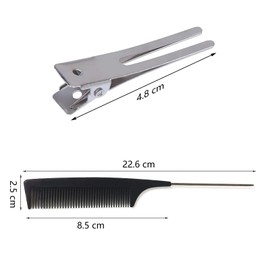 VEGCOO 60 Pack Profession Hairdressing Double Prong Pin Curl Clips, 1.8 Inches Hair Clips Metal Alligator Clips Styling Clips for Hair Styling and Haircut