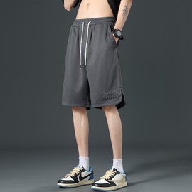 [Running sheep] ハーフパンツ メンズ スウェット 半ズボン ジャージ下 カジュアル ショートパンツ スポーツ ハーフ フィットネスパンツ 夏服 [UVカット・通気速乾] 2515dgr-M