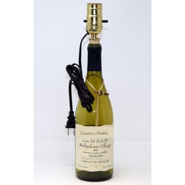Creative Hobbies M993N Wine Bottle Lamp Making Kit is Pre-Wired and Easy to Use for DIY Lamp, Brown Color Lamp Cord & Gold Socket