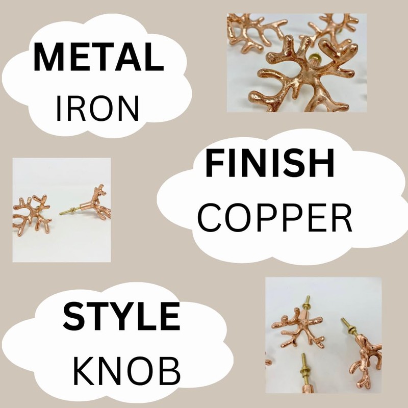 Coral Metal Knob Drawer Pull in Gold Bronze Copper Silver