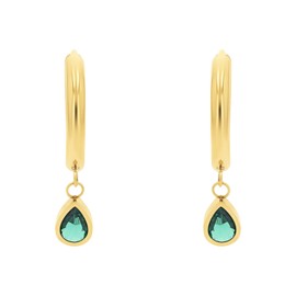 Amor 2034293 Women's Creole Earrings Stainless Steel with Synthetic Zirconia 2.7 cm Gold Comes in Jewellery Gift Box, Stainless Steel, Cubic Zirconia
