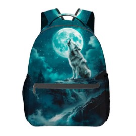 VANZEV Howling Wolf Moon Backpack Travel Backpacks Laptop Rucksack,School Bookbag for Women Kids Boys Girls,Animal Back Pack Accessories Bags,Ideal Gifts for Work, Outdoor Adventures