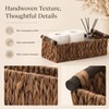 Rattanzenith Water Hyacinth Toilet Tank Basket with Wood Handles, Brown