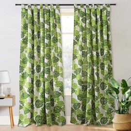BROSHAN White and Green Curtains for Bedroom,Tropical Plant Leaf Window Curtains 2 Panels 78in Long Green Patterned Curtains & Drapes Blackout for Jungle Safari Kids Room Nursery Decor