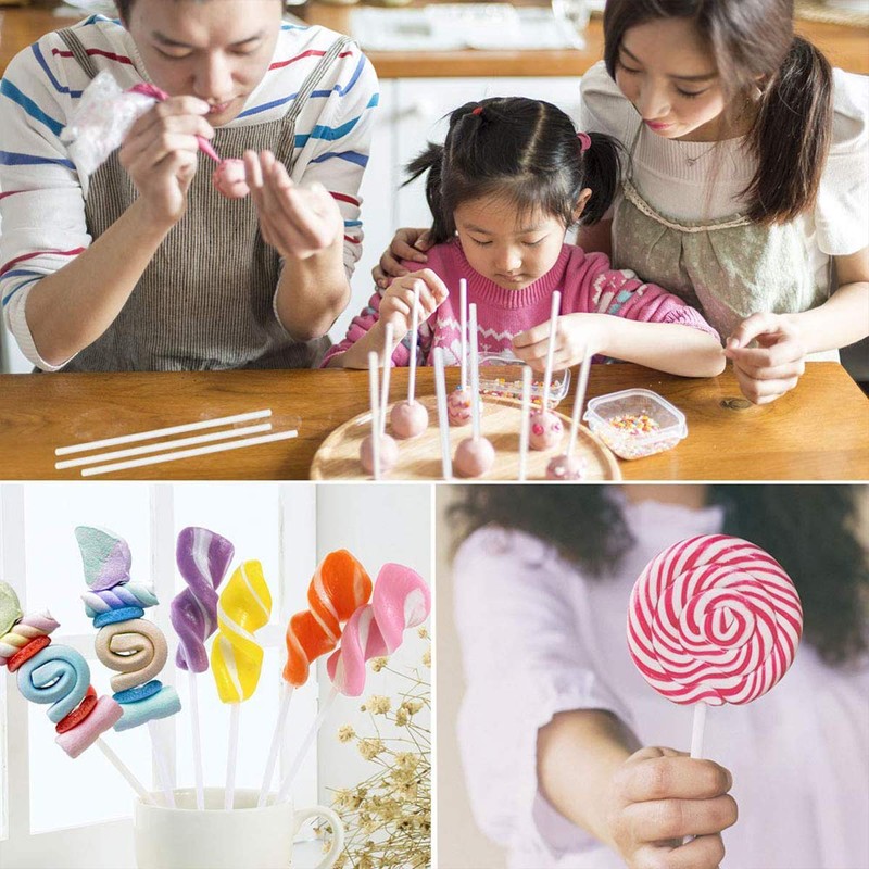 Lollipop Sticks, 100 Pcs White Paper Sticks Bake Shop Supplies