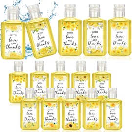 Piuaeue 50Pcs Yellow Flower Mini Hand Sanitizer Bulk Thank You Gift Wedding Favors Small Hand Sanitizer for Guest 1fl oz Travel Size Hand Soap Gift for Wedding Gift Supplies