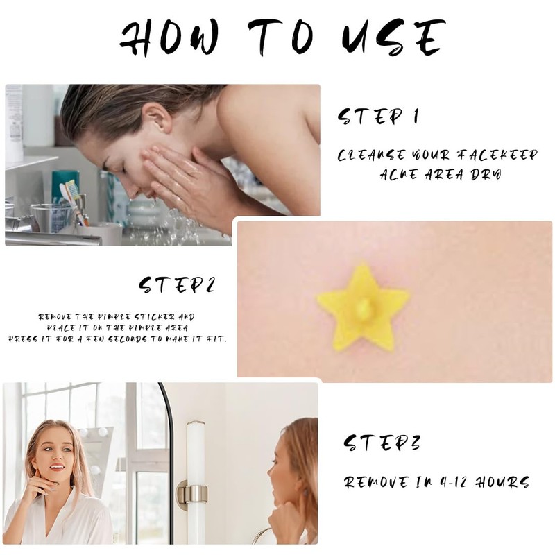 FENQURO 32 Pcs Hydrocolloid Spot Patches, Cute Star Zit Covers,