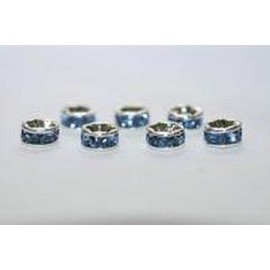 Rondelle – 23 [Blue X White] [Flat Rondell] Pack of 100 6 mm