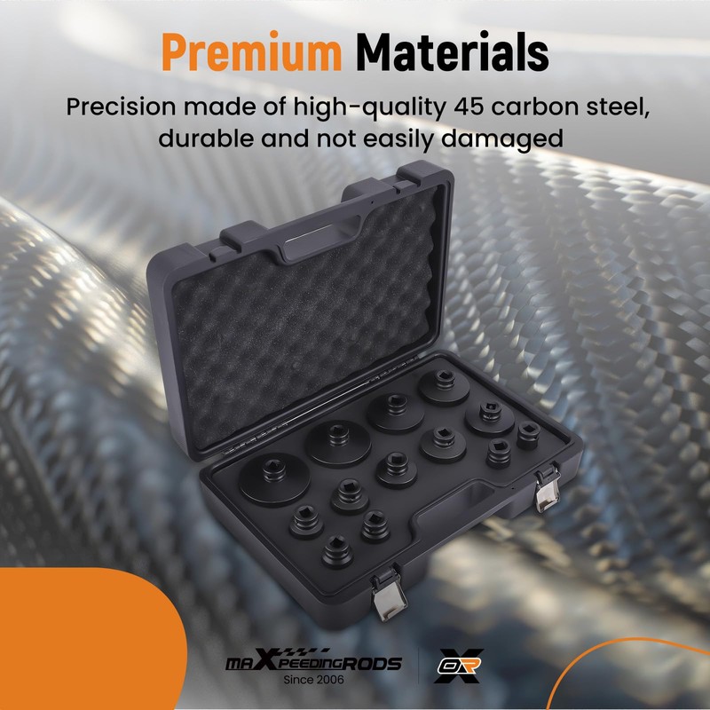 maXpeedingrods 13pcs Grooved Locknut Socket Set 1/2" dr. Internal Teeth