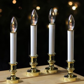 Northlight Single Light Window Candles with Sensor - 9" - White and Gold - Set of 4