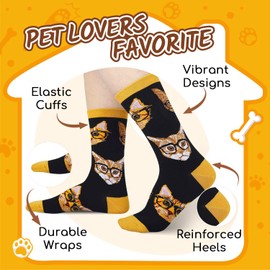 HAPPYPOP Funny Cat Gifts for Cat Lovers Cat Lover Gifts for Women Mom, Novelty Cat Socks Crazy Silly Socks for Girls, Valentine's Day Gifts for Her