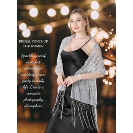 AUZURE Women's 1920s Sequin Peacock Shawls Wraps Bridal Flapper Evening Scarf for Dresses Formal Party Wedding Harlem Night