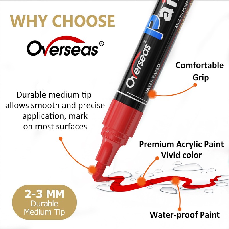 Orange Paint Pens Paint Markers - Permanent Acrylic Markers 2