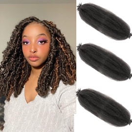 Springy Afro Twist Hair 8 Inch 3 Packs Pre Fluffed Marley Twist Braiding Hair for Black Women (8 inch 4#)