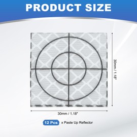 PATIKIL Survey Reflector Sheets 30x30mm, 12 Pcs Self-Adhesive Reflective Target Sheets Survey Target Mark Tape for Total Stations Check Shots Back Sights Monitoring, White
