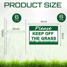 Juexica 6 Pcs 6 x 9 Inch Please Keep off Grass Sign Double Sided Plastic Lawn Garden Sign with 6 Strong H Stakes for Yard Decorations Dogs People Stay off Your Lawn, Easy Install