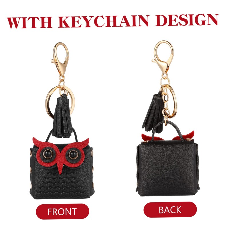 TEHAUX Owl Earbud Bag with Keychain Cute Cartoon Earphone Organizer