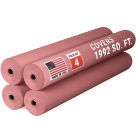 Paclord 35” x 1992” (166’) Red Rosin Paper Roll (Pack of 4) - Made in USA Thick Heavy-Duty 7 mil Masking Paper for Surface Protection from Paint, Dust, Foot Traffic - Paint Floor Covering