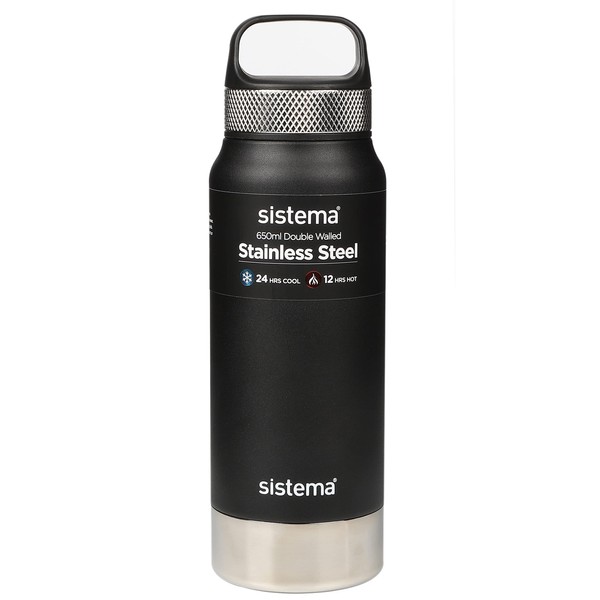 Sistema Hydrate Stainless Steel Water Bottle, 650 ml, BPA-Free, Water