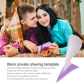 Munyee Hua Intimate Pube Hair Trimmer Set for Women with 7 Shapes, 3 Handy Razors, a Silk Storage Bag - Easy Operate Bikini Grooming Tool,Pubic Care Removal Scissors Accessories (Seven Shaped Set)