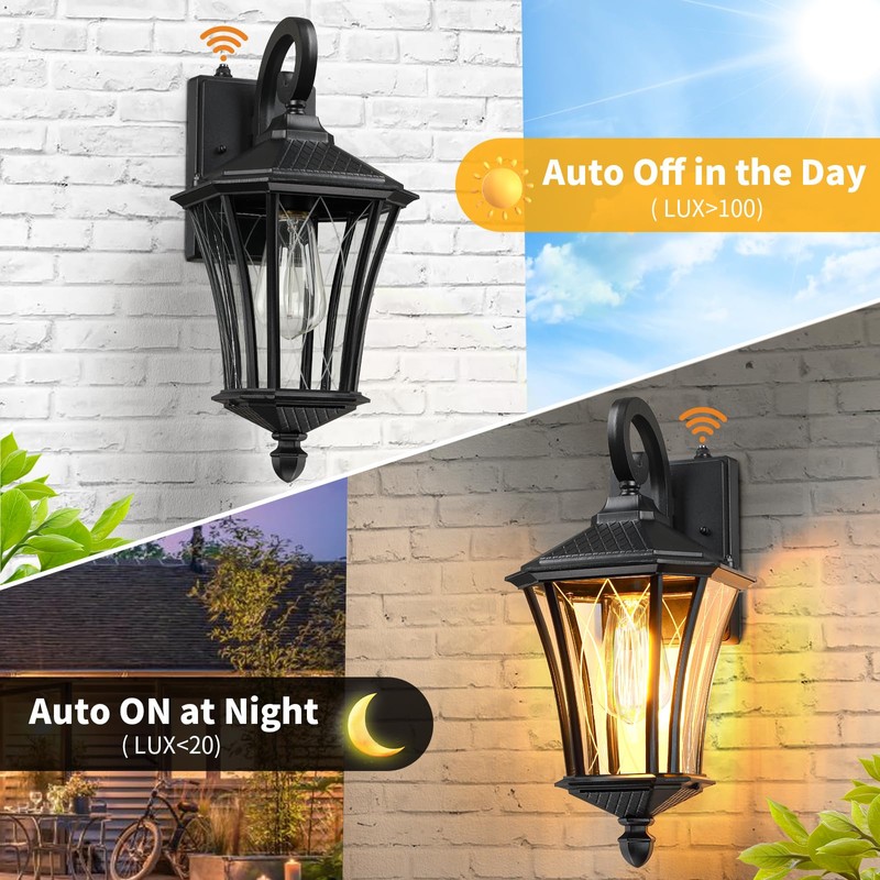 YSN 2 Pack Dusk to Dawn Outdoor Light Fixture Wall