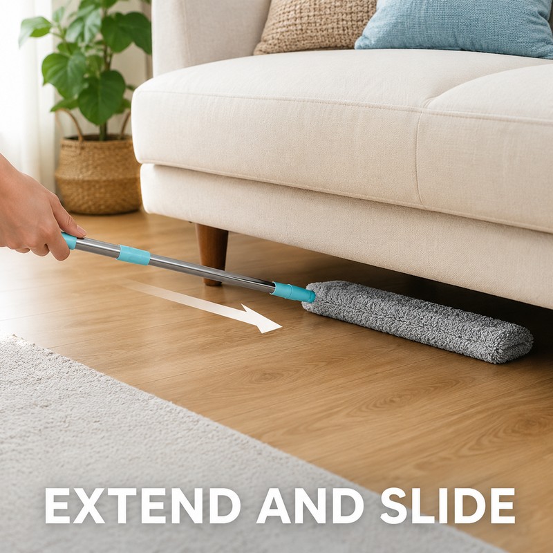 Washable Under-Bed Duster for Crevice Cleaning - Extendable Flexible Brush