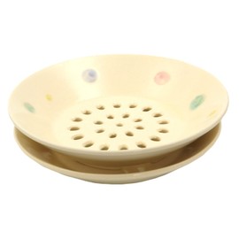 Kakamoto Sousen Setoyaki Ammegame Dish (with Saucer) Dots