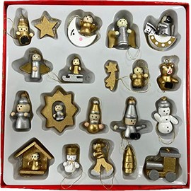 20 Wooden Christmas Tree Decorations Fine Detail Hand Made Traditional Hanging Ornaments Nativity Figures