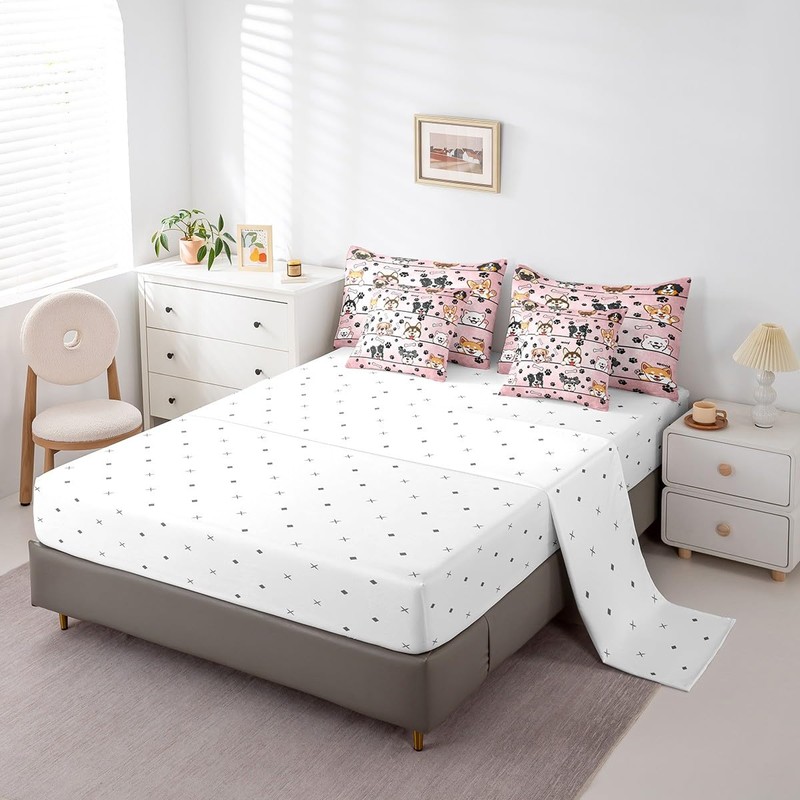 Manfei Cute Dog Comforter Set in a Bag 7 Pieces
