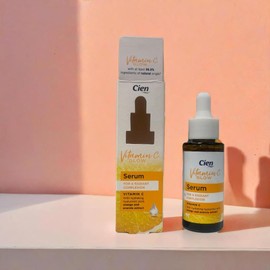 Cien Vitamin C Glow Serum - 98.8% Natural Ingredients, Hydrating with Hyaluronic Acid, Orange & Acerola Extract for Radiant Complexion