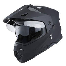 1Storm Dual Sport Motorcycle Motocross Off Road Full Face Helmet Dual Visor Matt Black, Size Medium